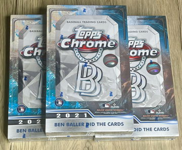 THREE 2021 TOPPS CHROME BEN BALLER FACTORY SEALED BOXES