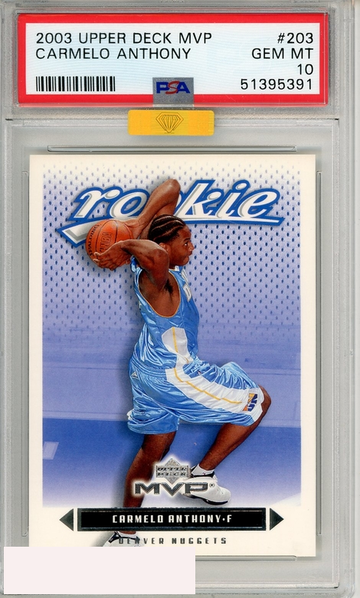 2003 UPPER DECK MVP CARMELO ANTHONY #203 PSA GOLD 10 GEM MT
