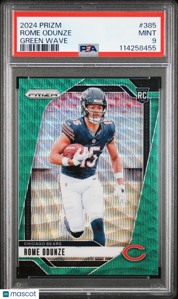 2024 Panini Prizm Rome Odunze #385 Green Wave PSA 9