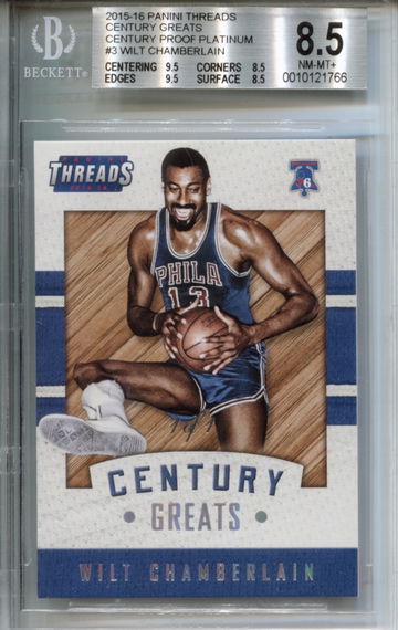 2015-16  Panini Threads Century Greats Century Proof Platinum #3 Wilt Chamberlain 1/1 BGS 8.5