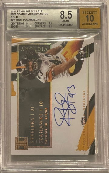 2021 Impeccable Troy Polamalu Impeccable Victory Autos Gold 08/10 BGS 8.5/10!