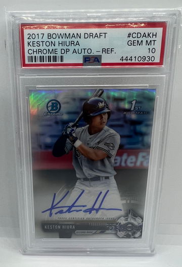 2017 bowman chrome Keston Hiura auto refractor /499 PSA 10