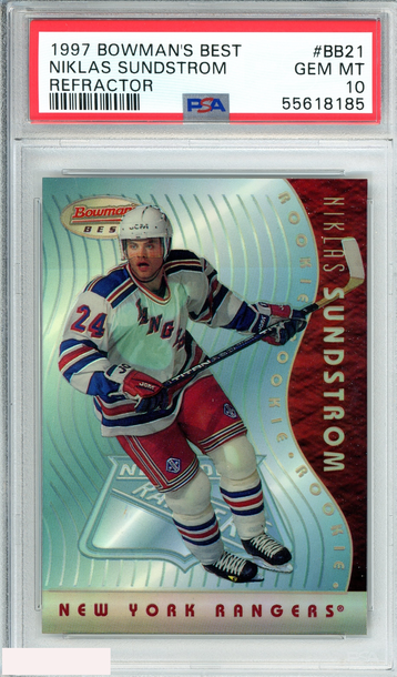1997 BOWMANS BEST NIKLAS SUNDSTROM #BB21 REFRACTOR  ROOKIE RC PSA 10 GEM MT POP2