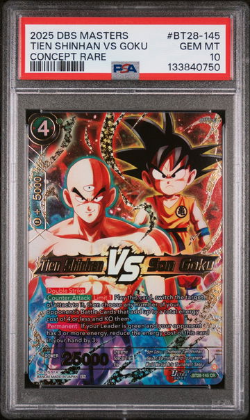 2025 Dragon Ball Super Card Game Masters Series 28 Prismatic Clash Concept Rare Tien Shinhan Vs Son Goku #BT28-145 PSA 10