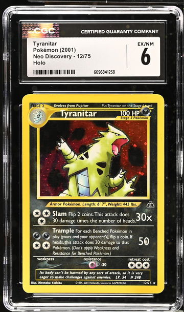 2001 Pokémon Neo Discovery Tyranitar #12/75 Holo CGC 6