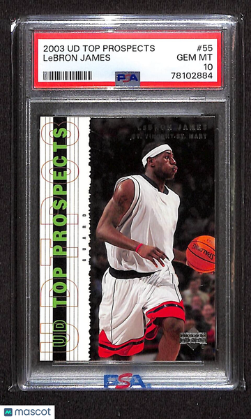2003 UD Top Prospects #55 Lebron James PSA 10
