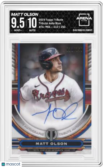 2023 Topps Tribute Matt Olson #TA-MOL Tribute Auto Blue /150 Arena Club 9.5 Auto 10