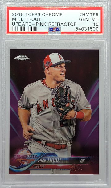 2018 TOPPS CHROME #HMT69 MIKE TROUT UPDATE - PINK REFRACTOR PSA 10
