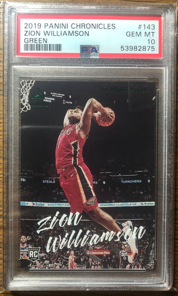 2019 Panini Chronicles Zion Williamson Luminance Green Parallel PSA 10