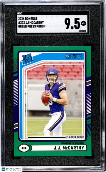 2024 Donruss JJ Mccarthy #303 Green Press Proof SGC 9.5