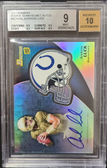Andrew Luck 2012 Bowman Rookie Team Helmet Autos RC BGS 9 Auto 10  