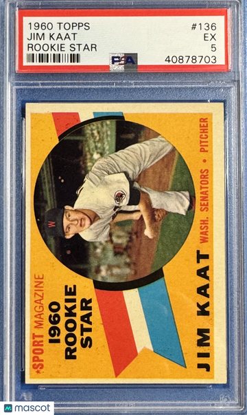 1960 Topps Jim Kaat #136 Rookie Star PSA 5
