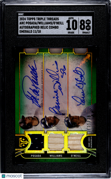 2024 Topps Triple Threads Williams O'neill Posada #ARC-PWO Autograph Relic Combo Emerald SGC 8 Auto 10