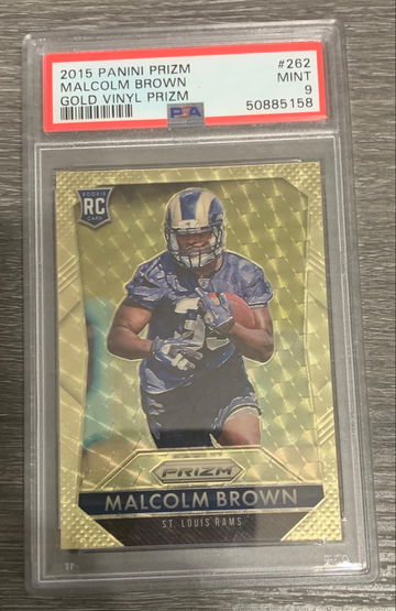 2015 Prizm Malcolm Brown Gold Vinyl  /5  PSA 9  pop 1 none higher 