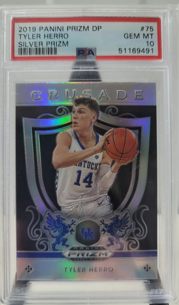 2019 Panini Prizm Tyler Herro draft picks crusade #75 silver holo psa 10