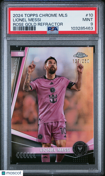 2024 Topps Chrome MLS Lionel Messi #10 Rose Gold Refractor /250 PSA 9