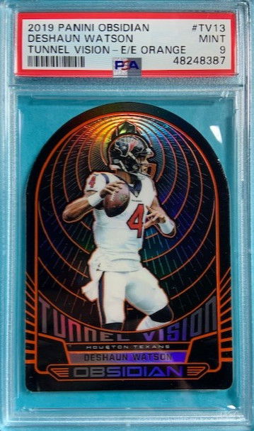 2019 Obsidian Tunnel Vision Orange Etch Die-Cut Deshaun Watson SP /35 PSA 9 MINT  Pop 1