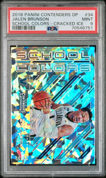 2018-19 Panini Contenders Jalen Brunson School Colors Cracked Ice /23 PSA 9 Mint
