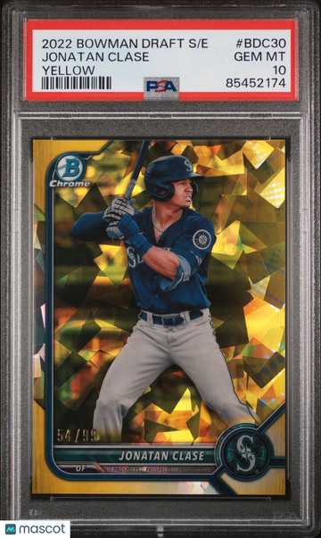 2022 Bowman Jonatan Clase #BDC30 Yellow Rookie PSA 10