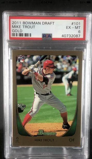 2011 Bowman Draft 101 RC Mike Trout GOLD PSA 6 EX-MT!🔥