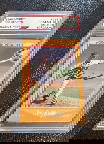 1988 SCORE TOM GLAVINE #638 RC SIGNED AUTO GRADED PSA 10 AUTO 10! LOW POP