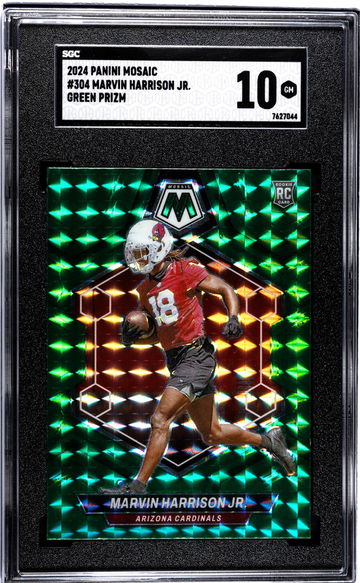 2024 Panini Mosaic #304 Marvin Harrison Jr. Green Prizm SGC 10