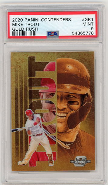 Mike Trout 2020 Panini Contenders Gold Rush #GR1 Angels PSA 9 Case Hit