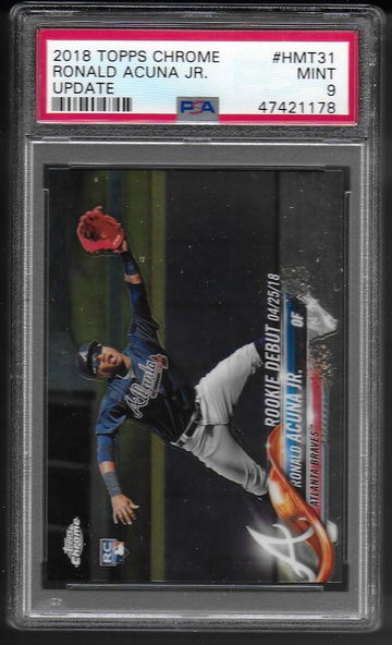 2018 Topps Chrome Update Ronald Acuna Jr. PSA 9 Rookie Card #HMT31