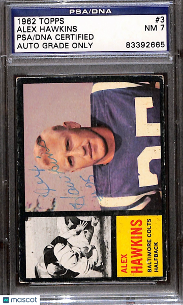 1962 Topps Alex Hawkins #3 [Base] PSA A Auto 7