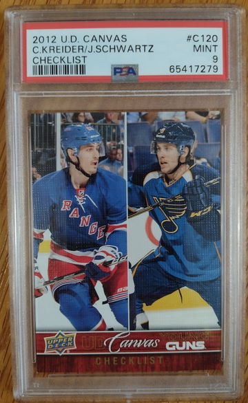 2012-13 Upper Deck Canvas Young Guns C120 Schwartz/Kreider PSA 9