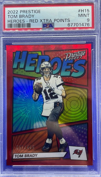 2022 Panini Prestige Tom Brady Premium Red SP /449 Heroes Insert BUCS PSA 9 Mint