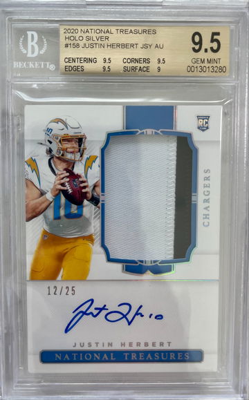 2020 National Treasures Holo Silver Justin Herbert Jersey Auto BGS 9.5 None graded higher