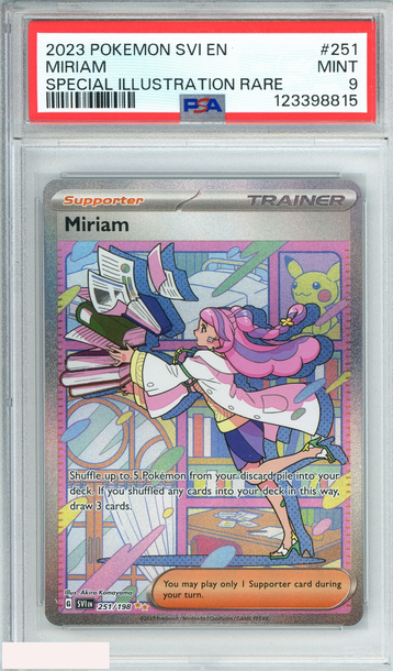2023 POKEMON SVI EN-SCARLET VIOLET MIRIAM #251 SPECIAL ILLUSTRATION RARE PSA 9