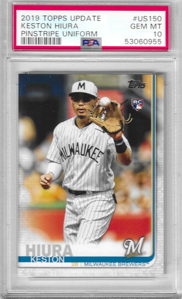2019 Topps Update Keston Hiura Pinstripe Uniform PSA 10