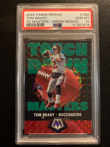 2020 mosaic touchdown masters green Tom Brady PSA 10
