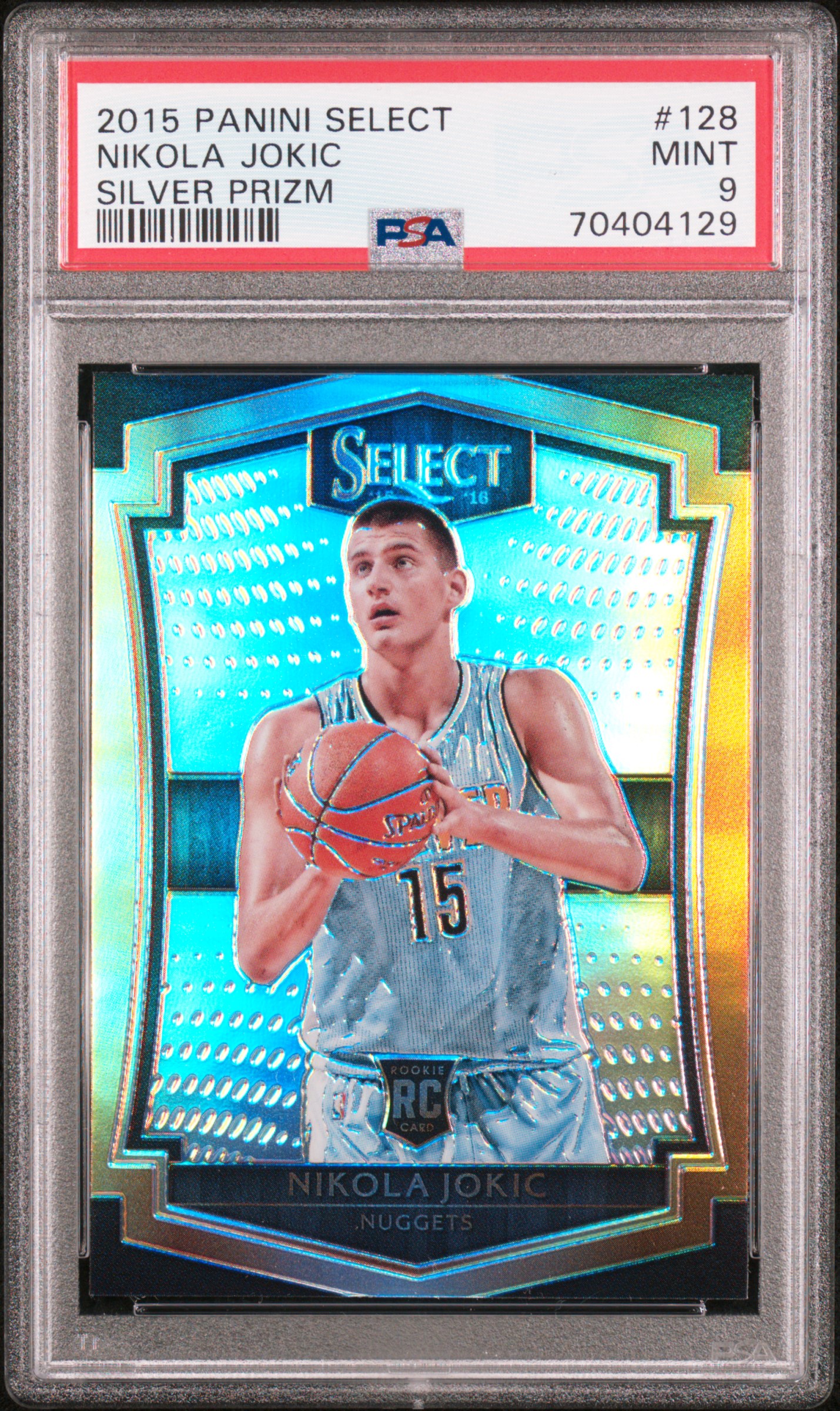 PSA 9 2015 Panini Select Nikola Jokic Silver Prizm Rookie RC #128