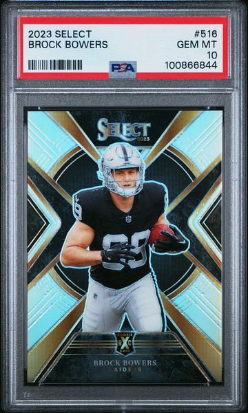 2023 Panini Select Prizm Brock Bowers #516 RC PSA 10