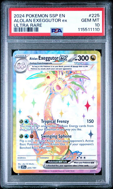 2024 Pokemon Scarlet and Violet Surging Sparks Ultra Rare Alolan Exeggutor Ex #225 PSA 10