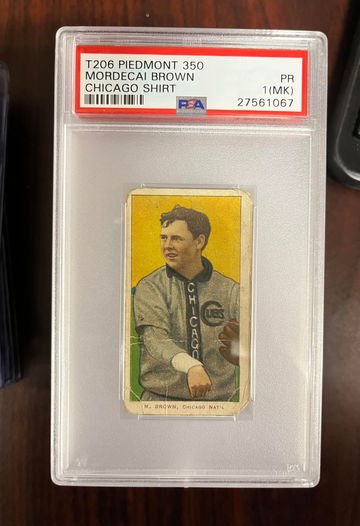 T206 Mordecai Brown Chicago Shirt PSA 1 MK Piedmont 350