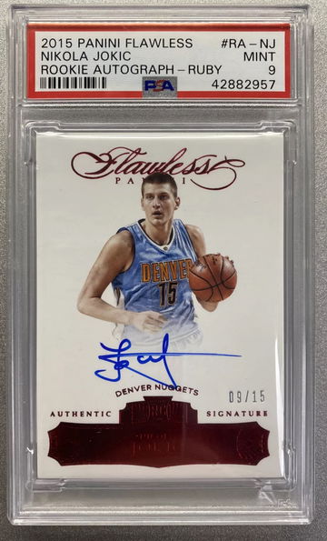 NIKOLA JOKIC 2015 FLAWLESS RUBY AUTO ROOKIE CARD #/15 PSA 9 MINT