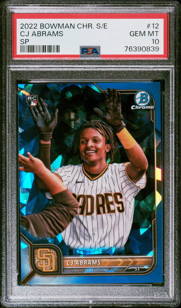 2022 Bowman Chrome Sapphire Variation CJ Abrams #12 PSA 10