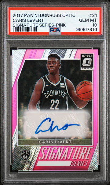 2017 Panini Donruss Optic Signature Series Pink Caris LeVert #21 Auto /25 PSA 10