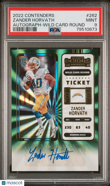 2022 Panini Contenders Zander Horvath #262 Autograph Wild Card Round PSA 9