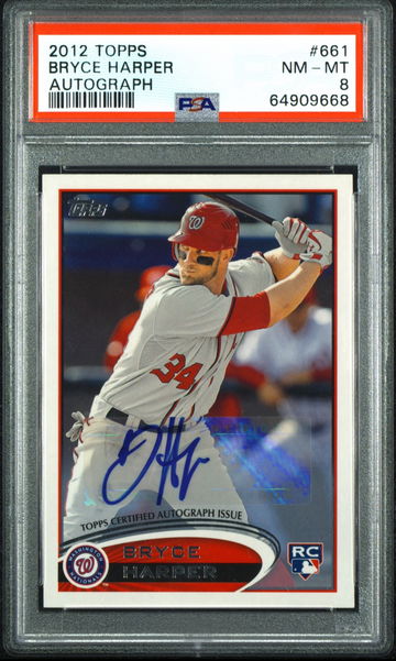 Bryce harper 2012 topps 661 auto SSP PSA 8