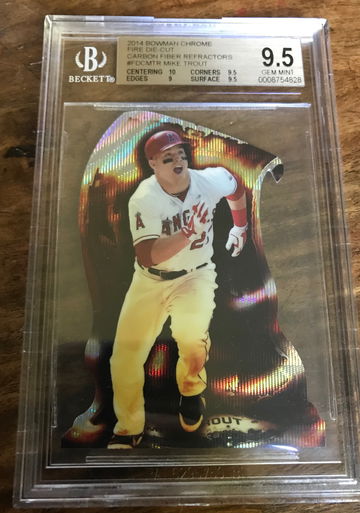 2014 BOWMAN CHROME FIRE DIE-CUT CARBON FIBER REFRACTORS /10 MIKE TROUT BGS 9.5 GEM MINT POP 3