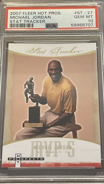 2007 Fleer Hot Prospects Stat Tracker MVP 5 Trophy ST-27 Michael Jordan Chicago Bulls PSA 10 Gem Mint