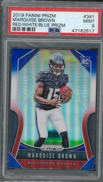 Marquise Brown RED WHITE BLUE Prizm PSA 9 #341 