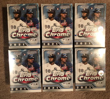2021 Topps Chrome Baseball Blaster Box Lot of 6