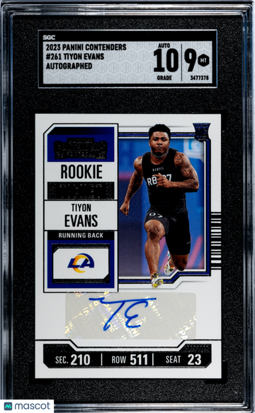 2023 Panini Contenders Tiyon Evans #261 Autograph SGC 9 Auto 10