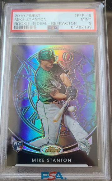 2010 Topps Finest Blue Refractor /199 Giancarlo Stanton PSA 9